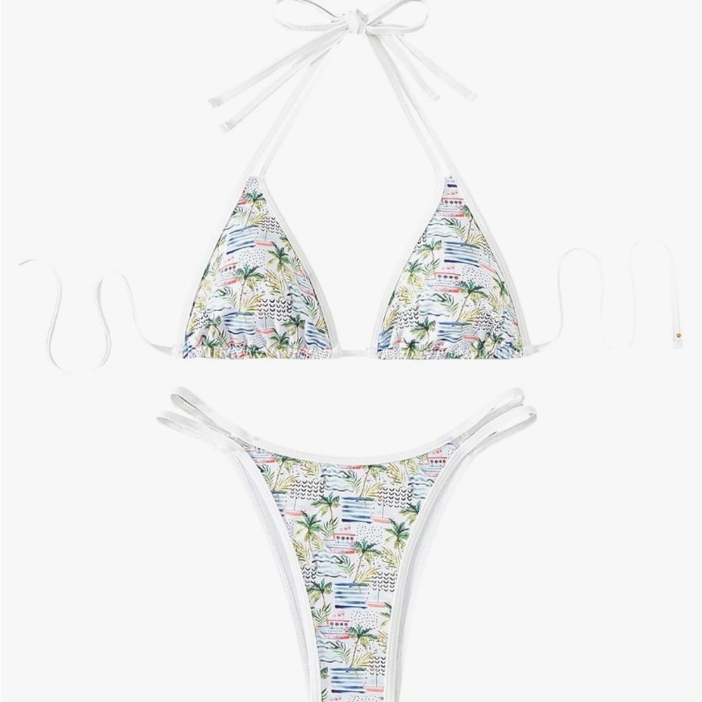 Tropical Print Bikini Set